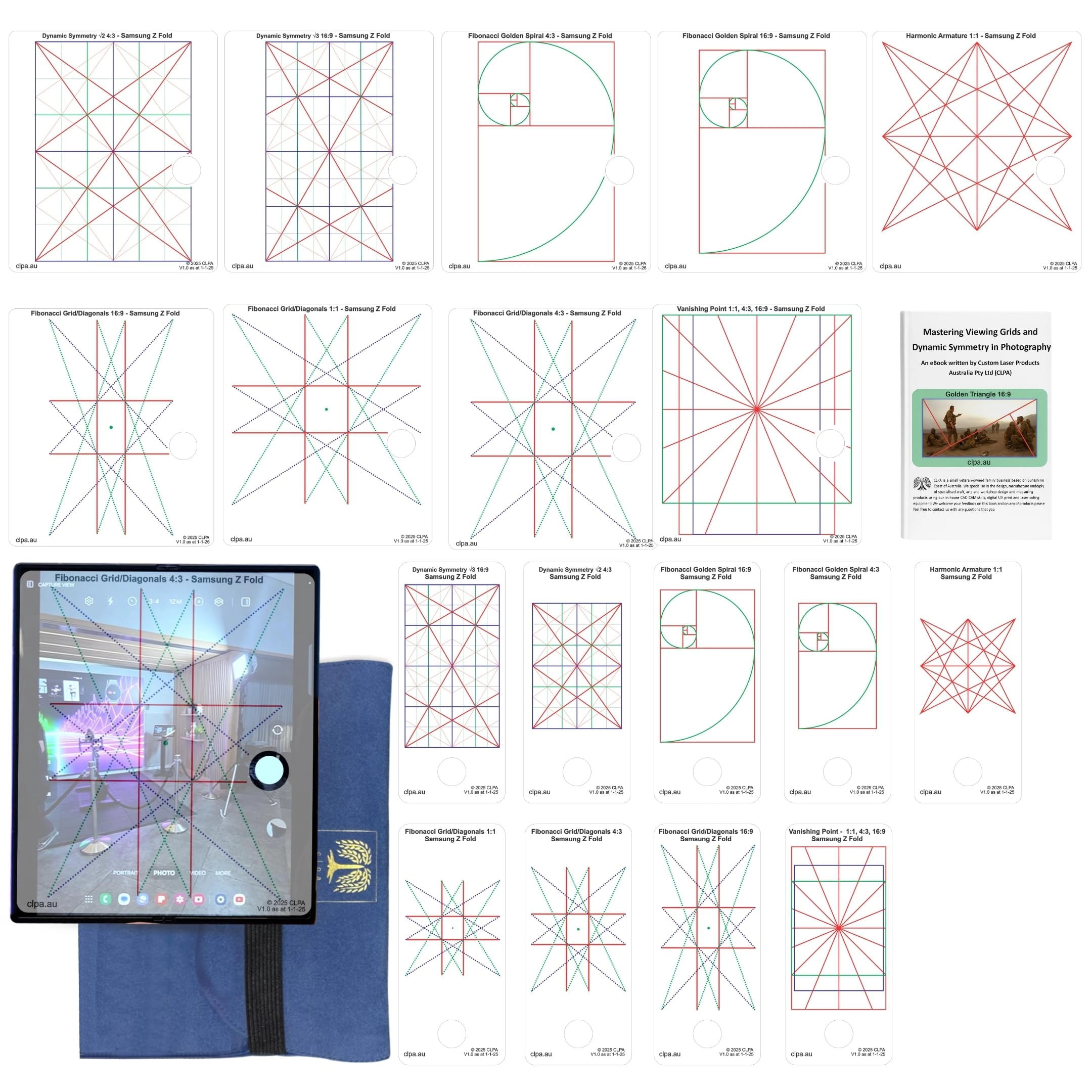 MTT PL Smartphone Composition Viewer - Samsung Z Fold Compatible 9-Grid Overlays