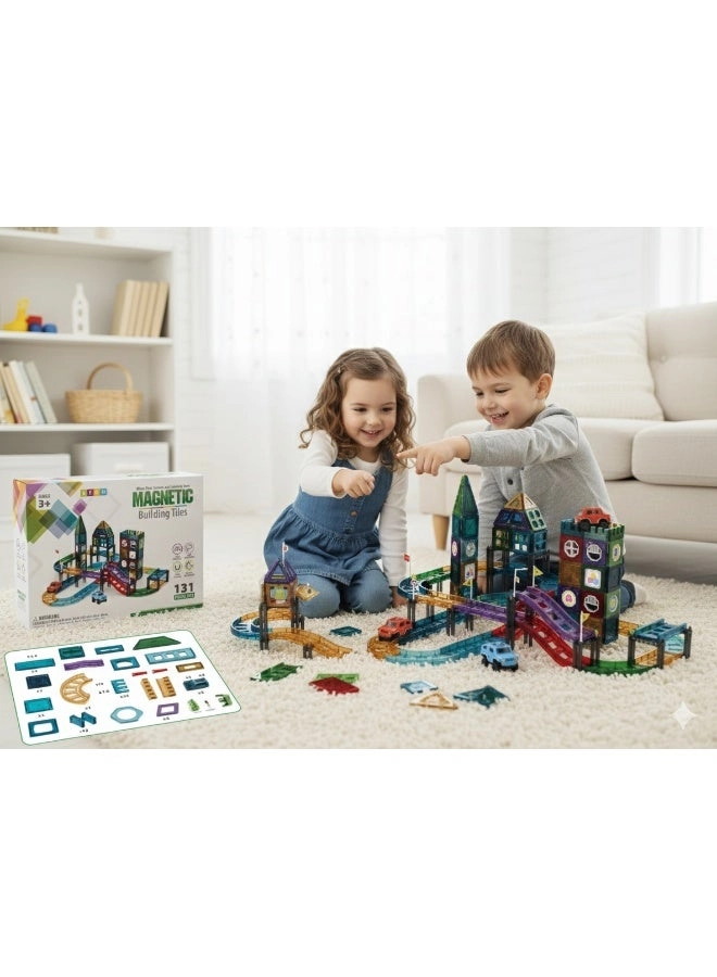 Magnetic Building Tiles Track Set - 131 pcs