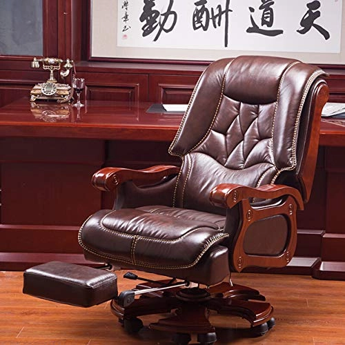 Desk Chair - PU Leather Brown High Back