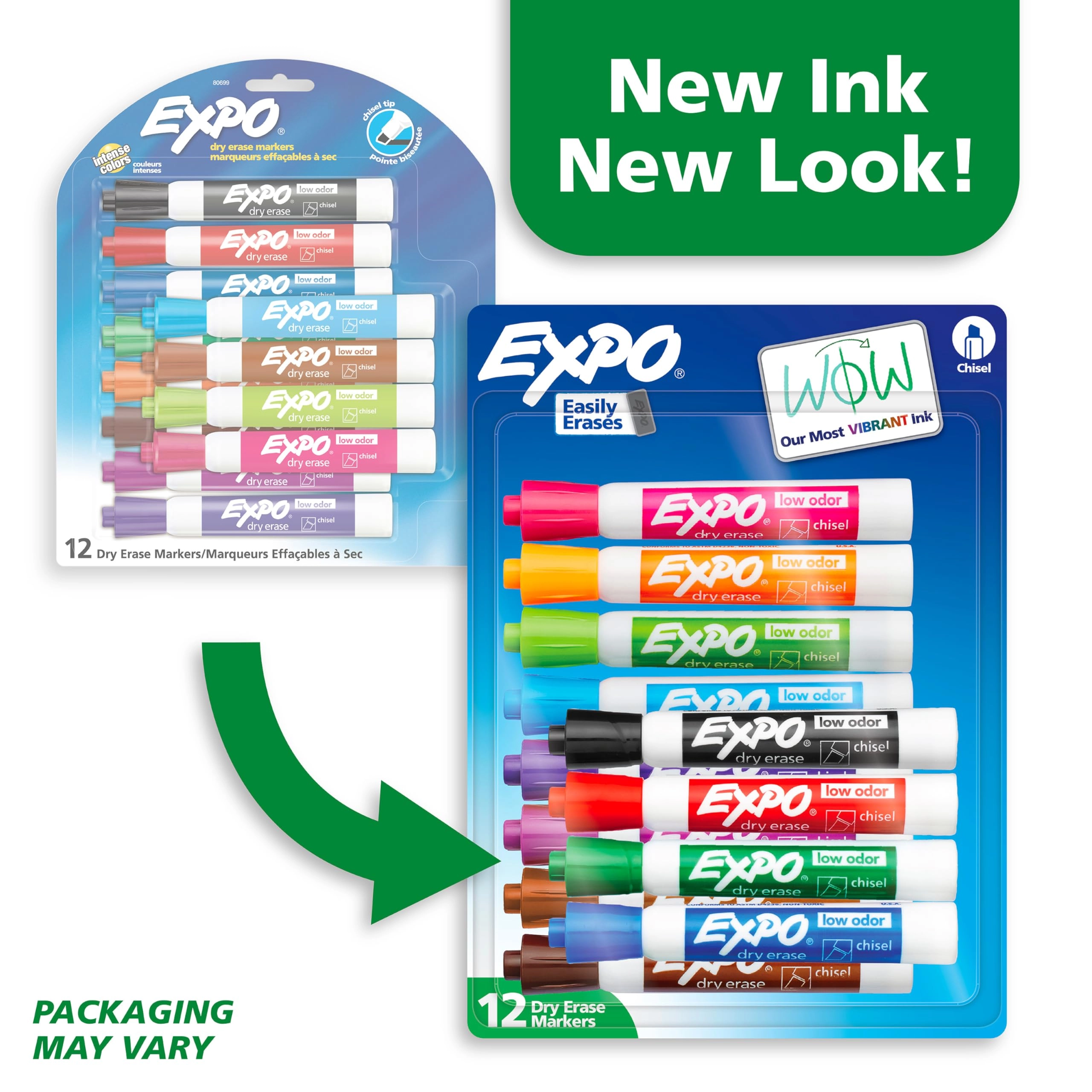Low Odor Dry Erase Marker Set - Assorted Chisel