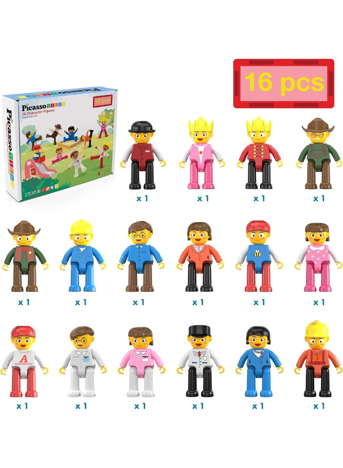 PicassoTiles Character Action Figures - Multicolored 16pcs