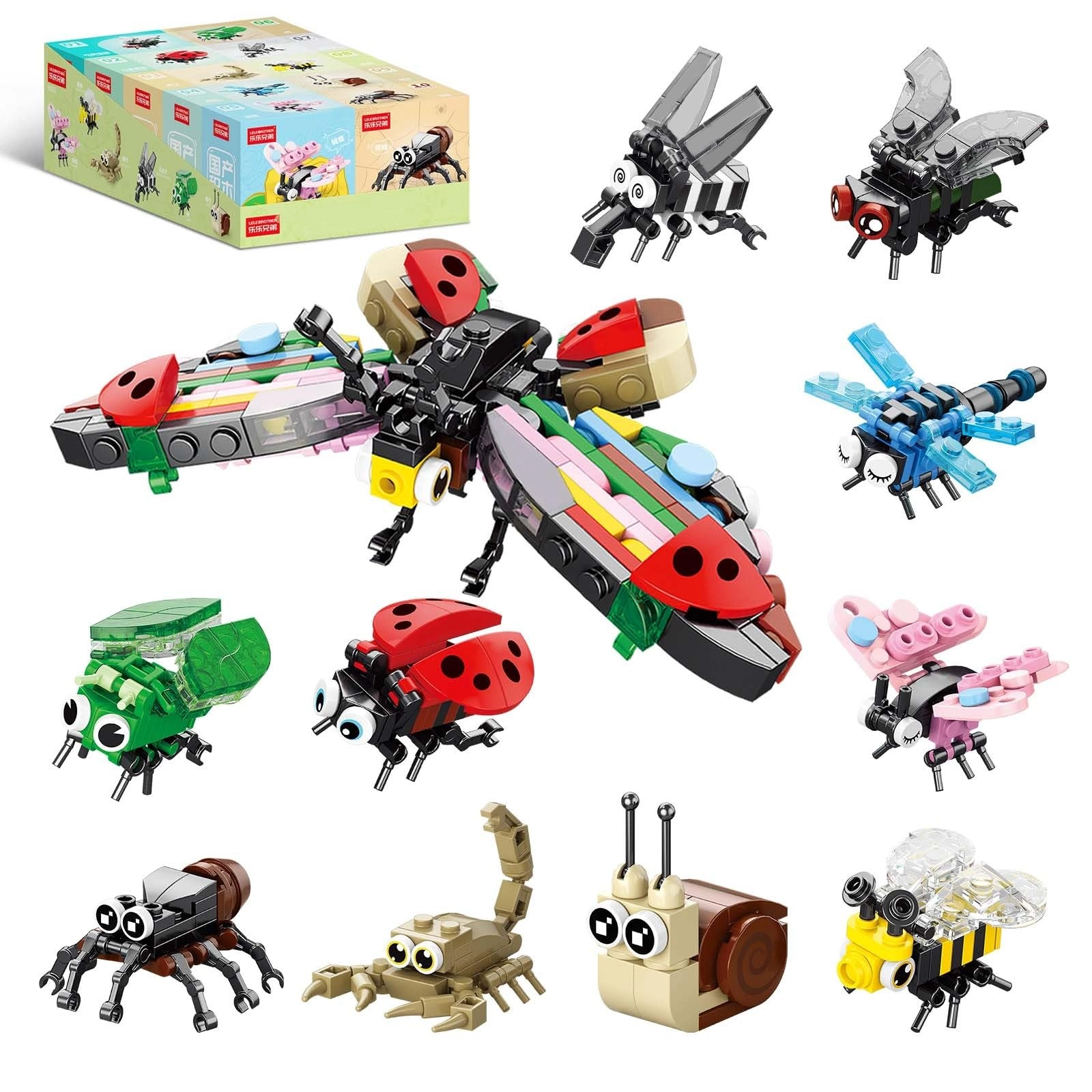 ibrickpark 10-in-1 Create 10 Fun Critters - 10 unique critter models large dragonfly 10 pcs