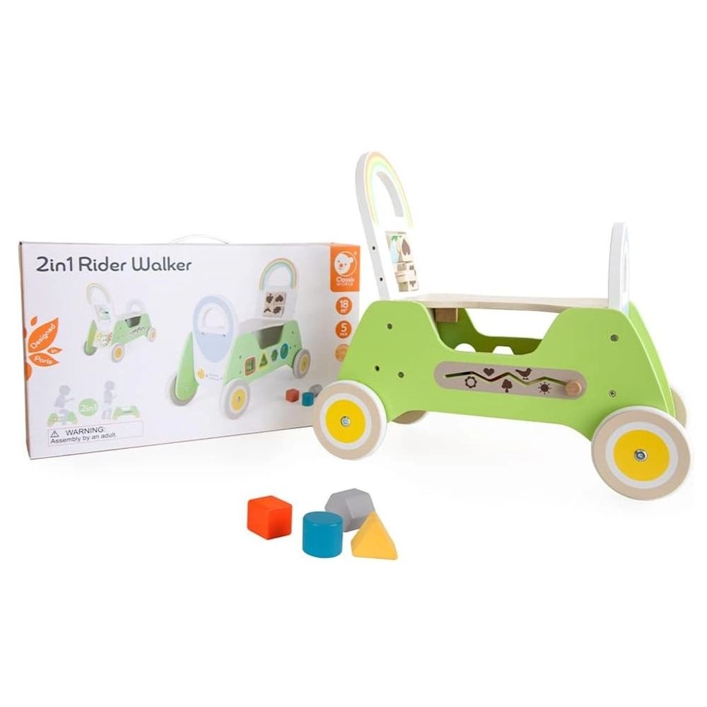 Wooden Rider And Baby Walker - 2-In-1
