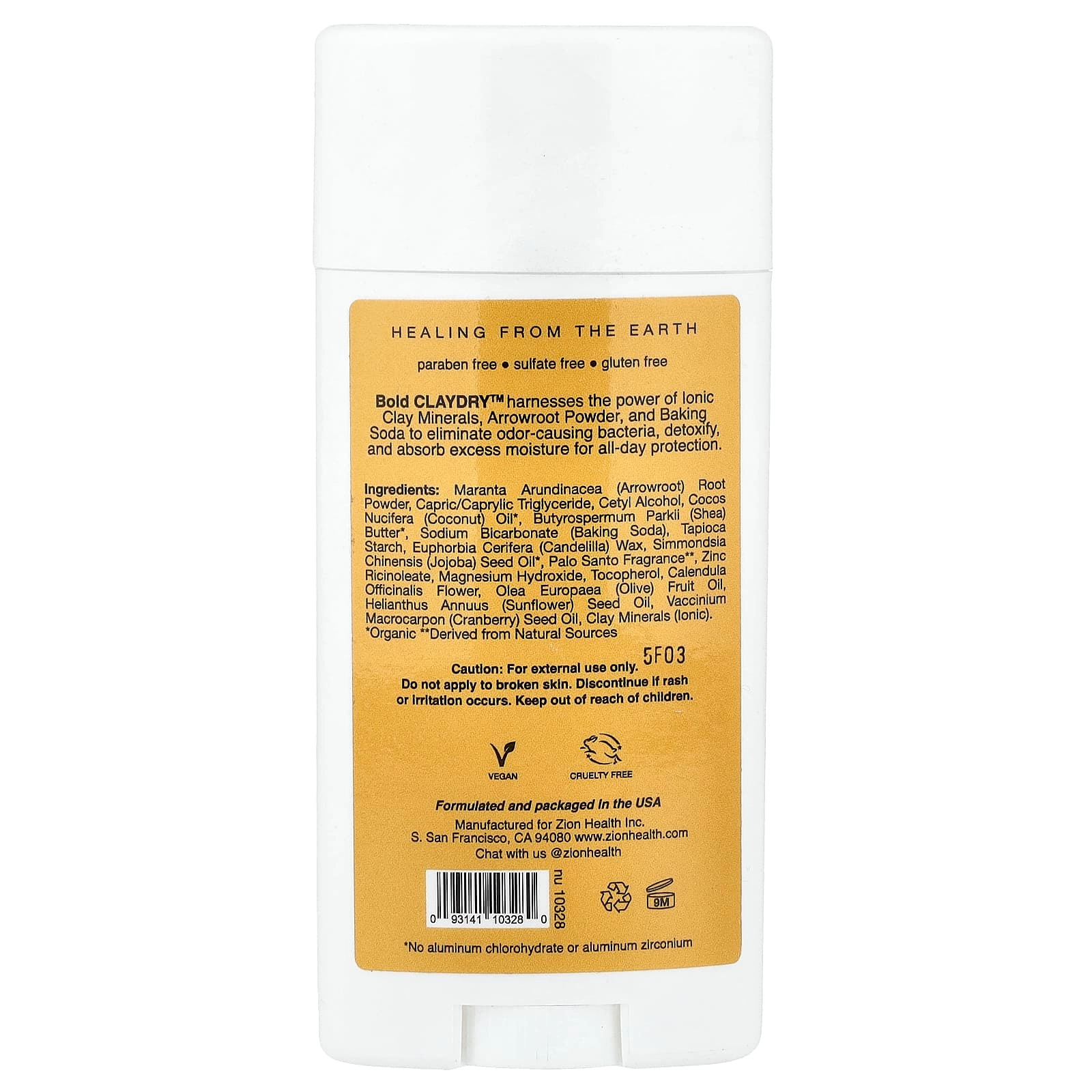Claydry Deodorant - Palo Santo 2.8 oz (80 g)