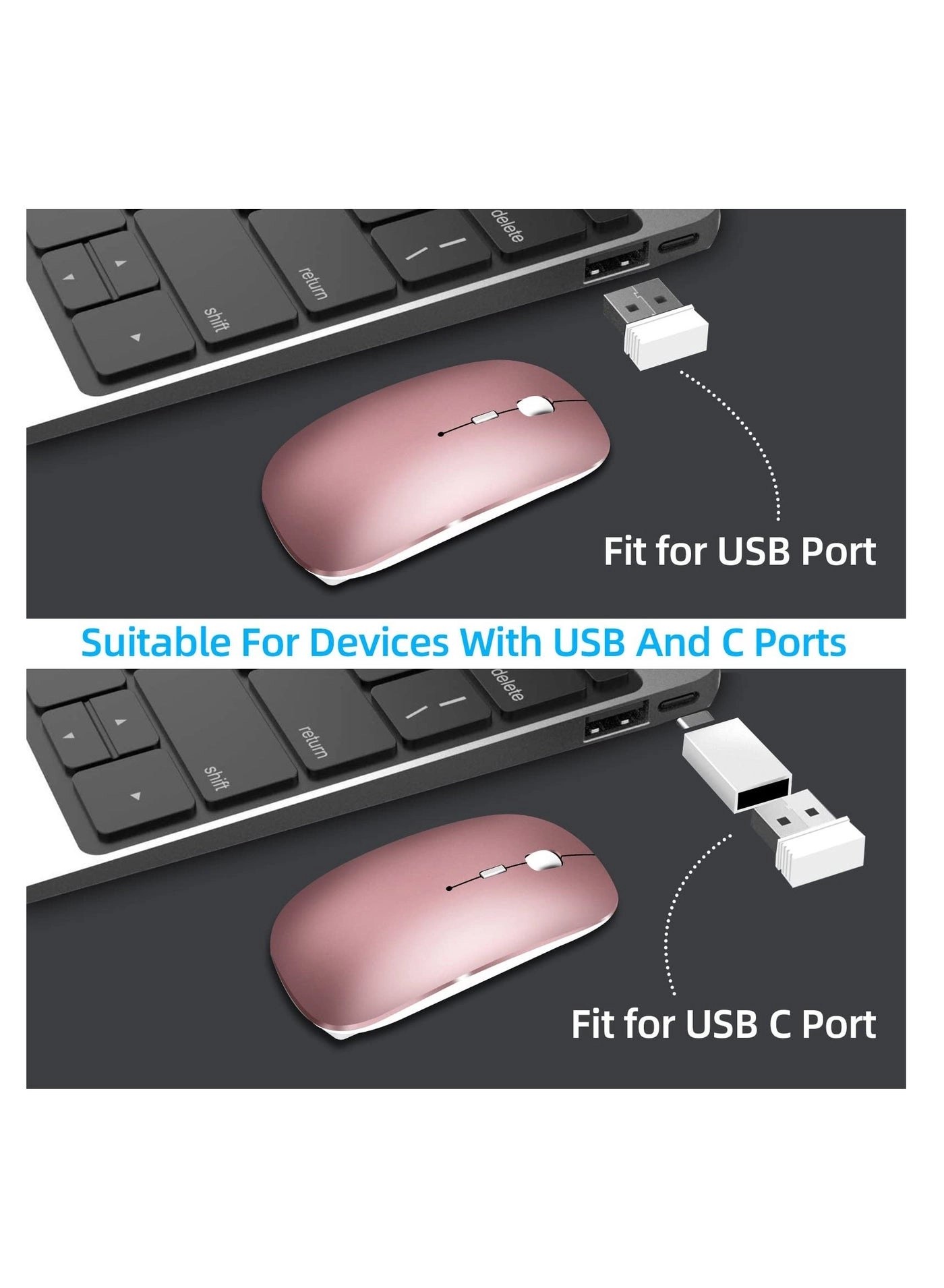 LED Rechargeable Slim Silent Mouse - Wireless