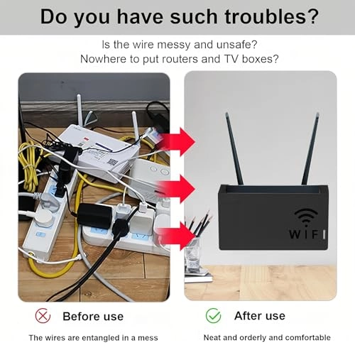 WiFi Router Wall Mount Box - 24.5 x 6 x 14 cm Black