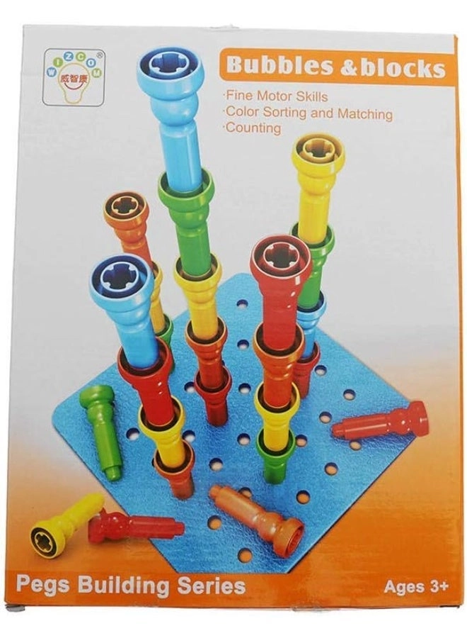 Bubble & Blocks Stacking Peg Board Set - 3 years+