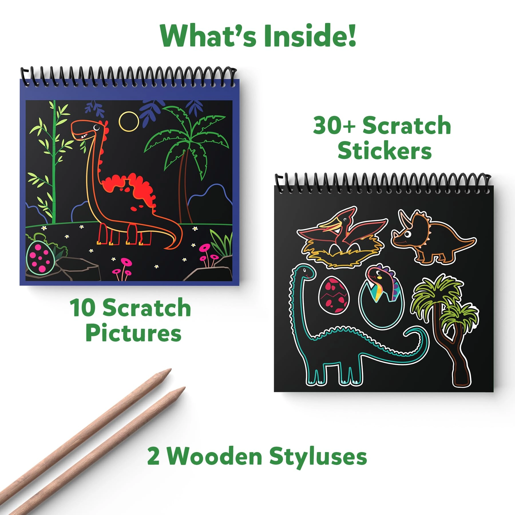 Scratch Art Book - 1 2 Wooden Styluses