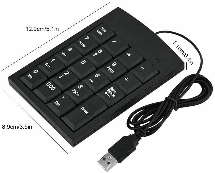 USB Numeric Keypad - 10 Key Black Portable