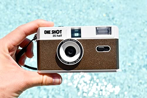 Half-Frame Reusable 35mm Film Camera - Built In Flash 50mm lens