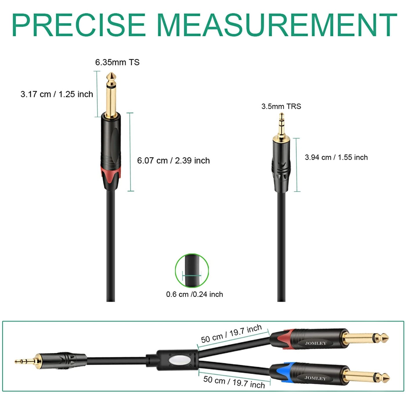 1/8 to 1/4 Stereo Audio Cable - 10 ft