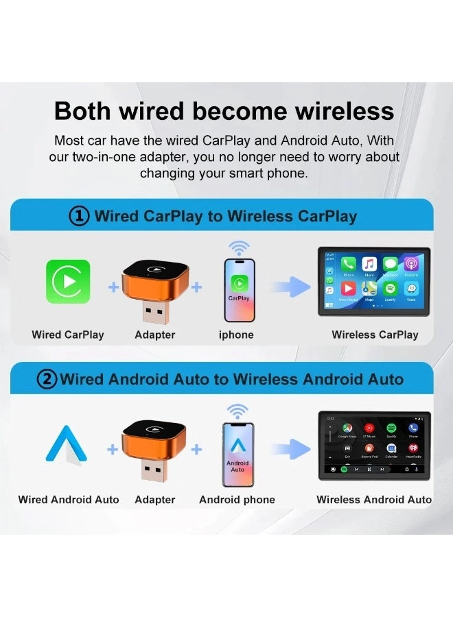2-in-1 Wireless Carplay Adapter - Bluetooth 5.2 Wireless Apple Android