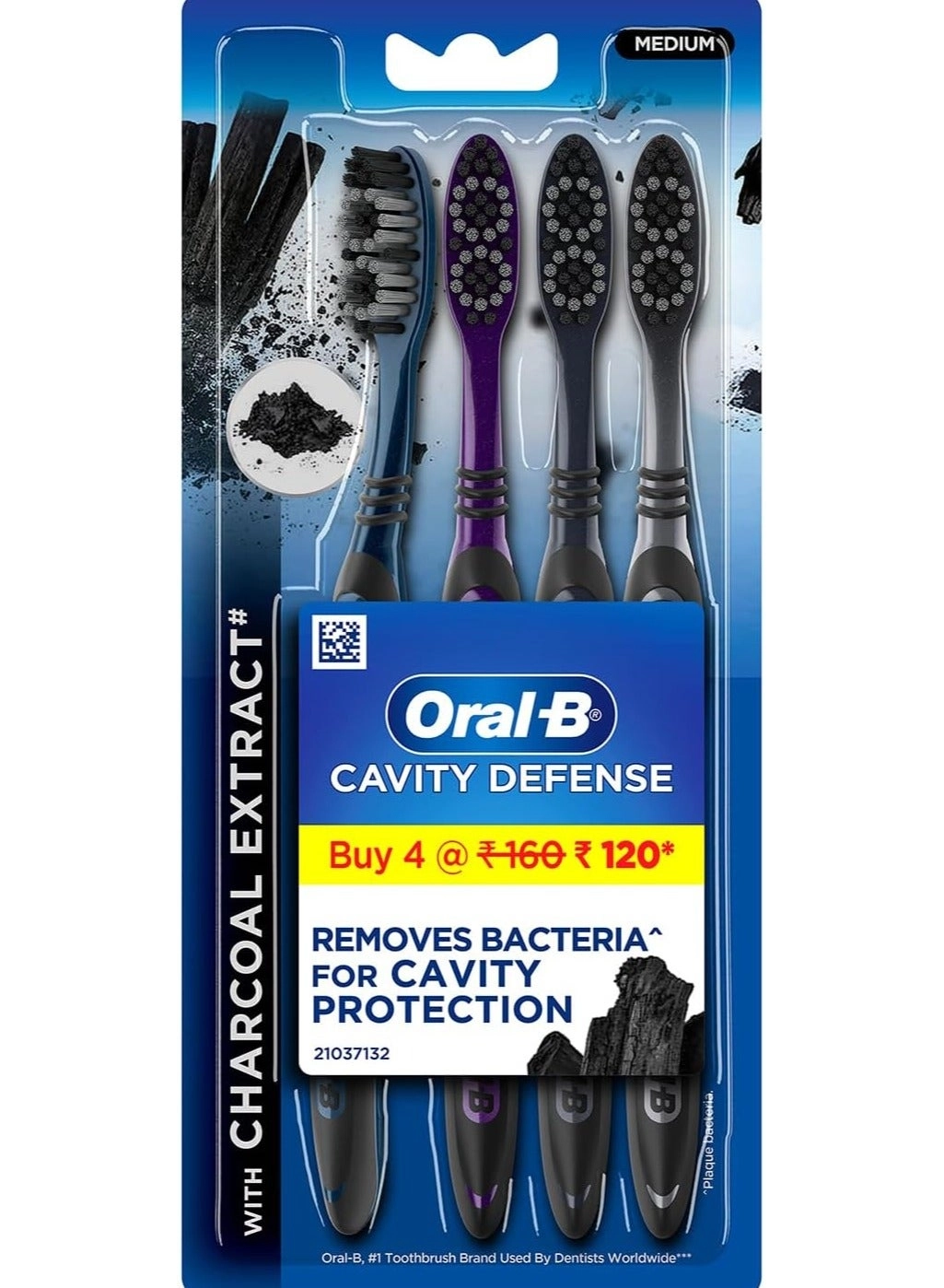 Oral-B Cavity Defense Deep Clean + Whitening Toothbrush - MEDIUM 4-Piece Pack
