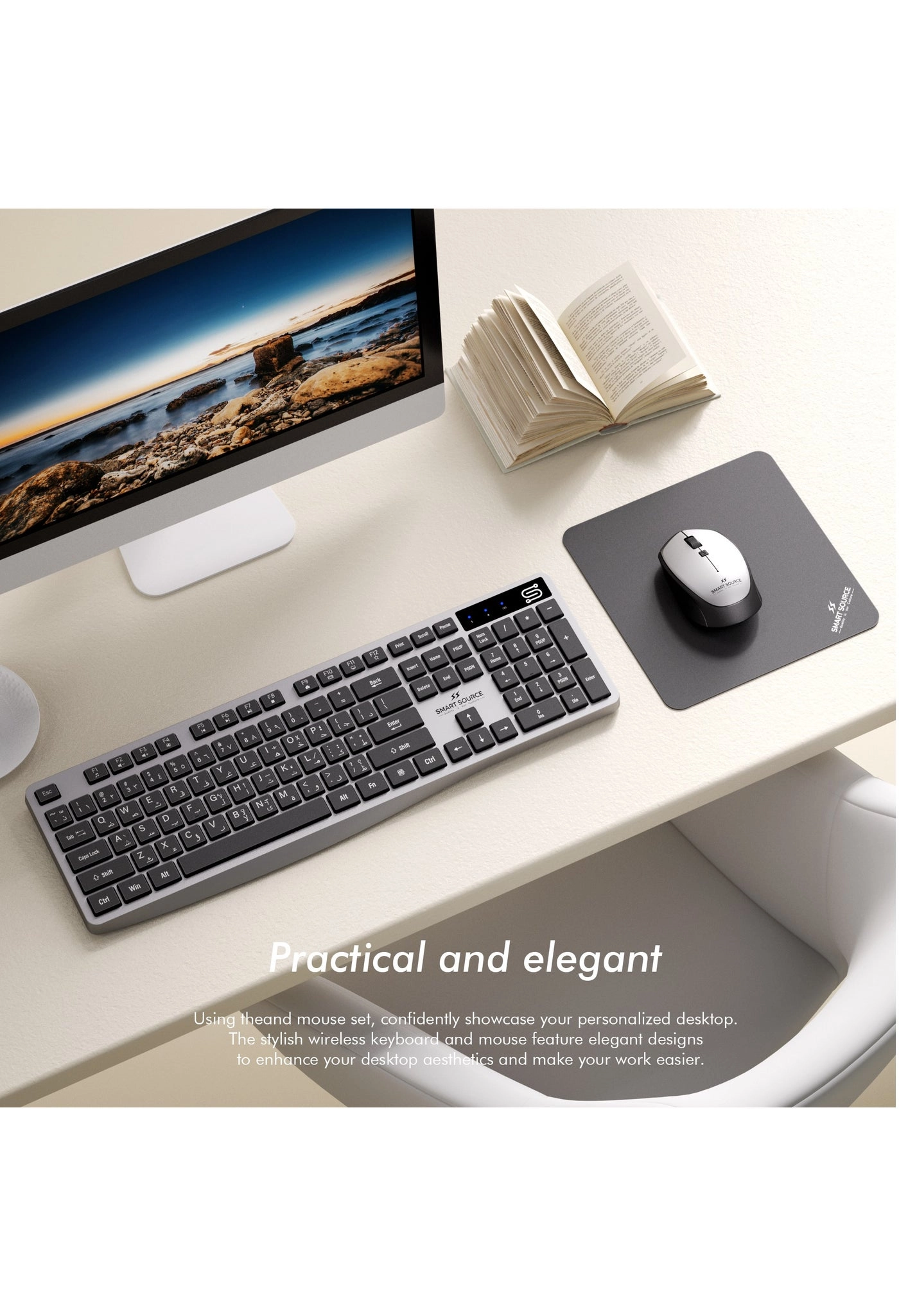 Wireless Keyboard + Wireless Mouse + Mouse Pad - EN/AR Wireless