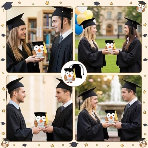 Owl Lucky Charm Graduation 6.8 cm Plush - Handmade + Bag