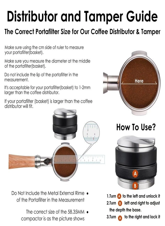 Coffee Distributor and Tamper - 58mm Dual Head Adjustable Depth