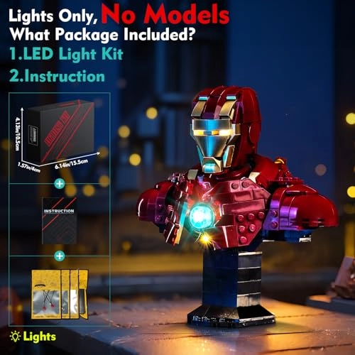 Light kit Compatible with 76327 Iron Man MK4 Bust - LED Standard Version