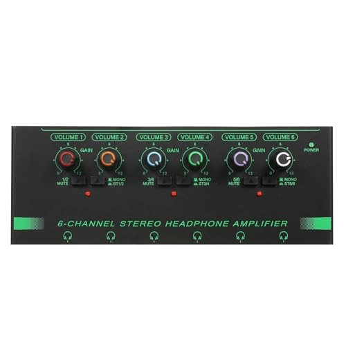 6 Channel Headphone Amplifier - Professional Metal 200x75x25mm