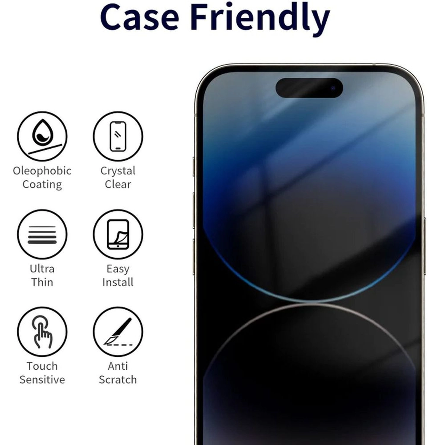 Clear Tempered Glass Screen Protector for iPhone 15 Pro Max