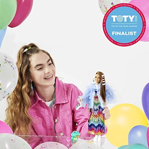 Barbie Extra Doll #9 - Blue Ruffled Jacket Pet Crocodile Ages 3+