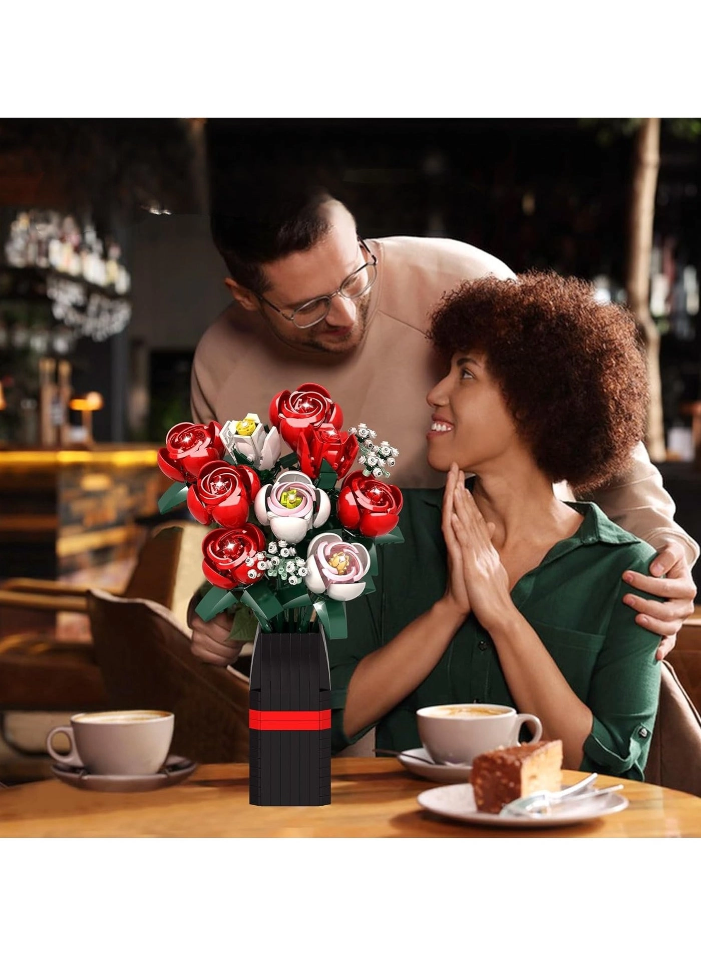 Roses Toy Building Set with Vase - Flowers