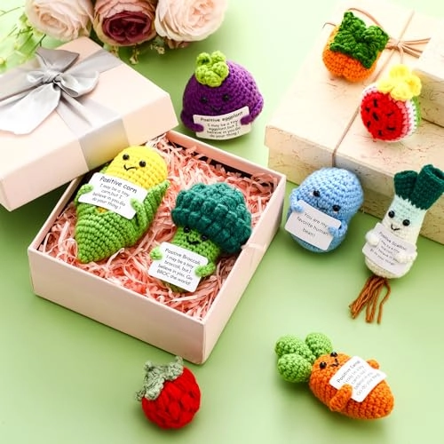 Fruits Vegetables Emotional Dolls - 18 Pcs Crochet Multiple Colors