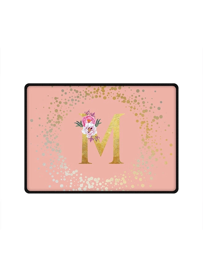 Custom Monogram Initial Letter Floral Pattern Cloth Gaming Mouse Pad - 35x25 cm