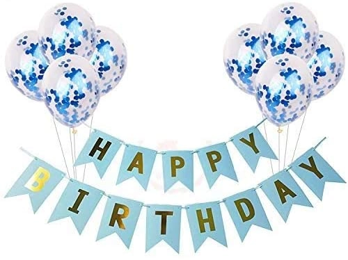Party Time Trading LLC Birthday Banner With Confetti Balloons - 9 piece(s) Birthday