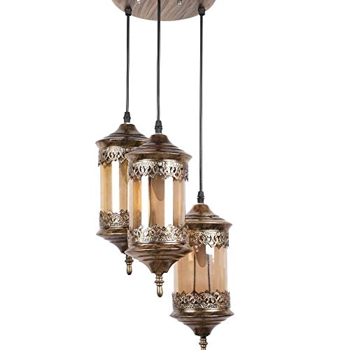 SM-501-3LP - 40Watts Chandelier Lantern Golden Antique