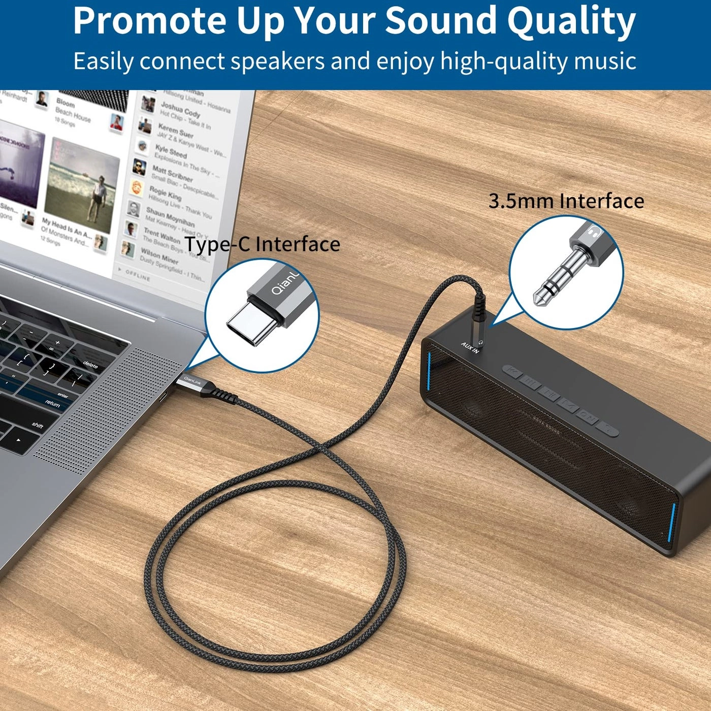 USB C to 3.5mm Audio Aux Jack Cable - 3.3ft