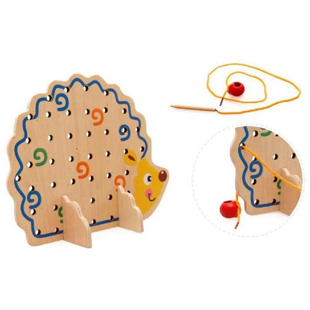 Hedgehog Bead Game - Suitable for 3 years and above around 80 wooden beads