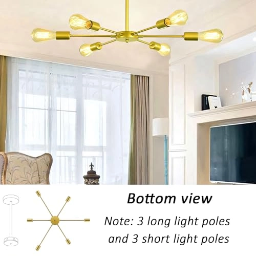 Industrial Chandelier - 6 E27 Gold 82 cm