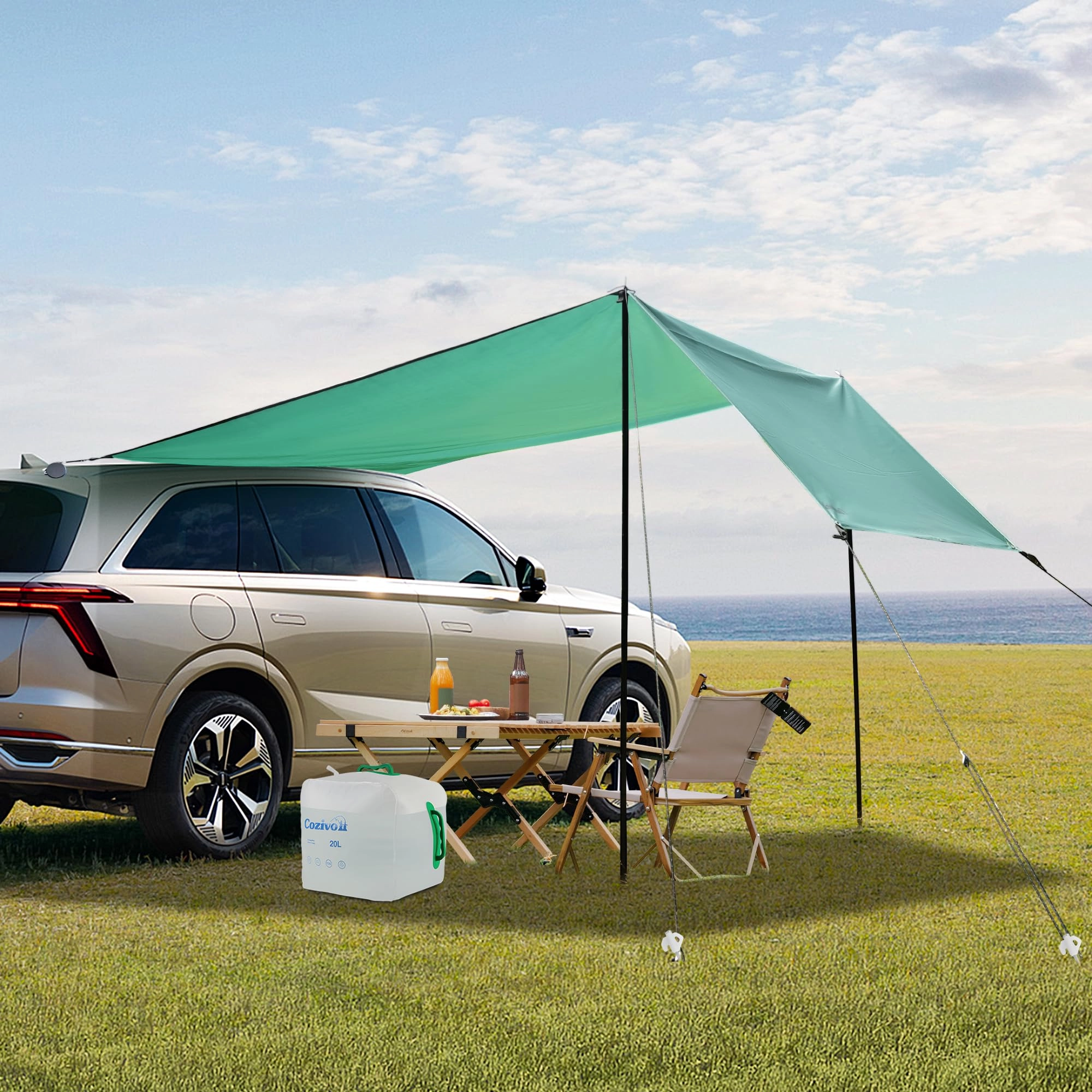 Cozivo Portable Car Awning - 6.6" x 8.2" Green