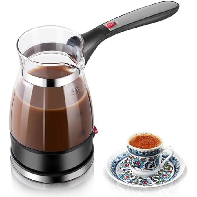 Turkish Glass Coffee Maker - Foldable Handle Portable Electric