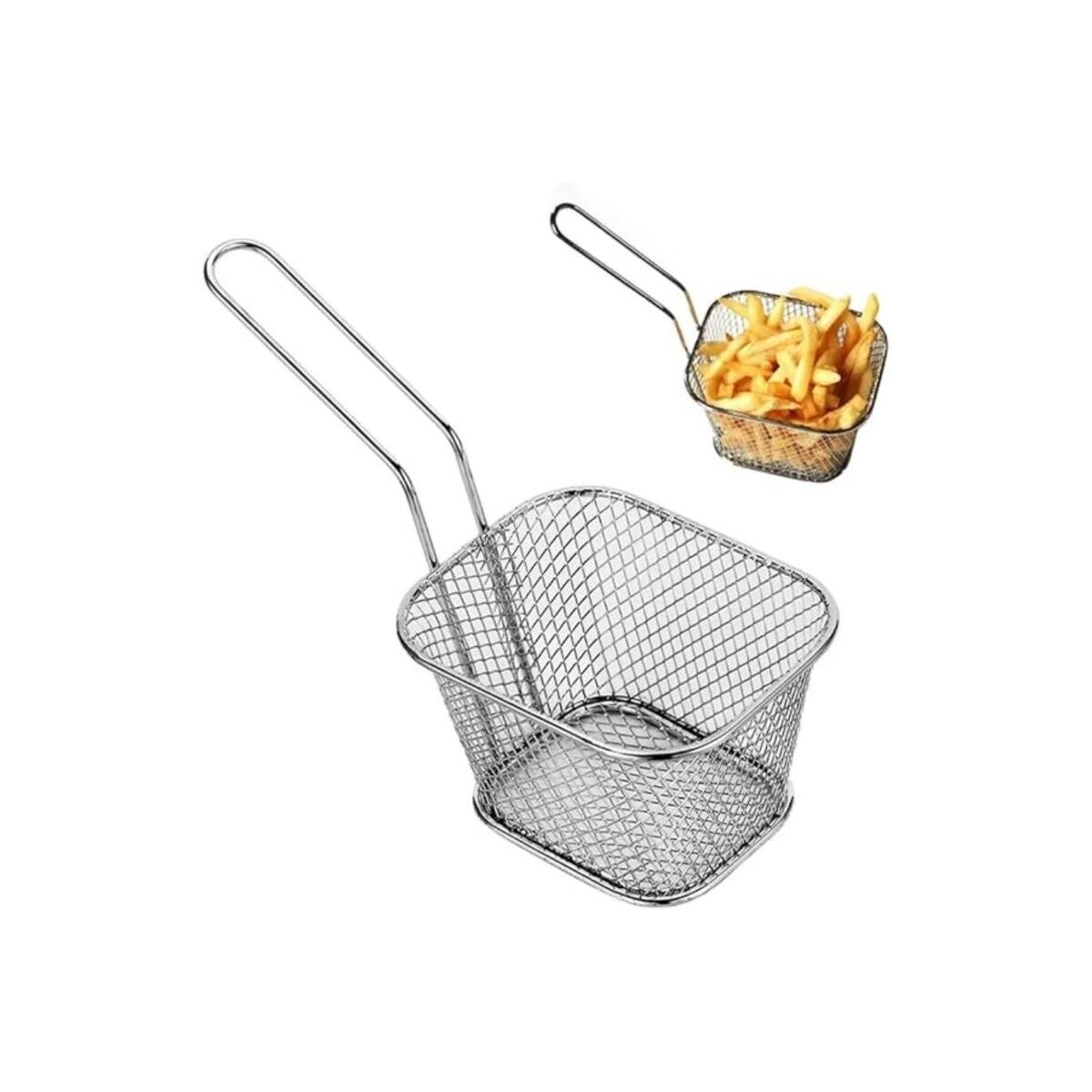 Tradeo mini square fry basket - stainless steel 5-pack