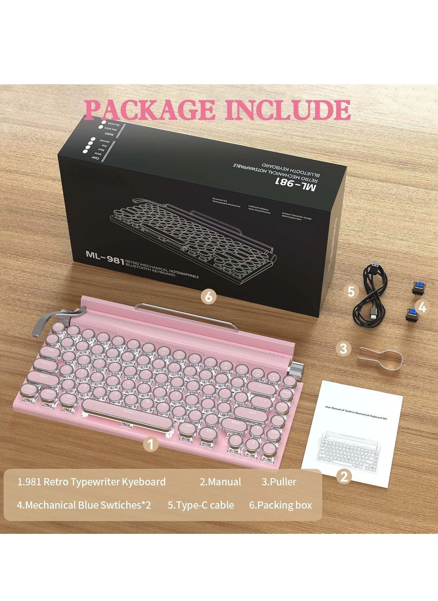 Retro Typewriter Keyboard - US Wireless