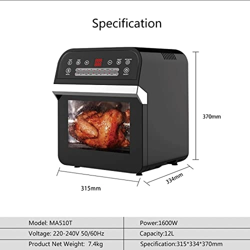 6 In 1 Air Fryer & Dehydrator - Low Noise Time and Temperature Control