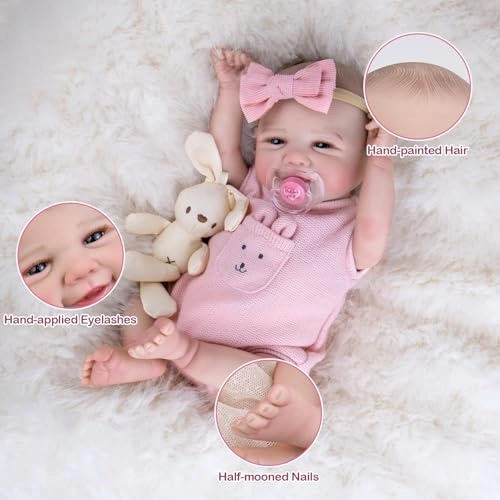 Reborn Baby Doll - 20'' Vinyl Pink Rabbit Jumpsuit Ages 3+