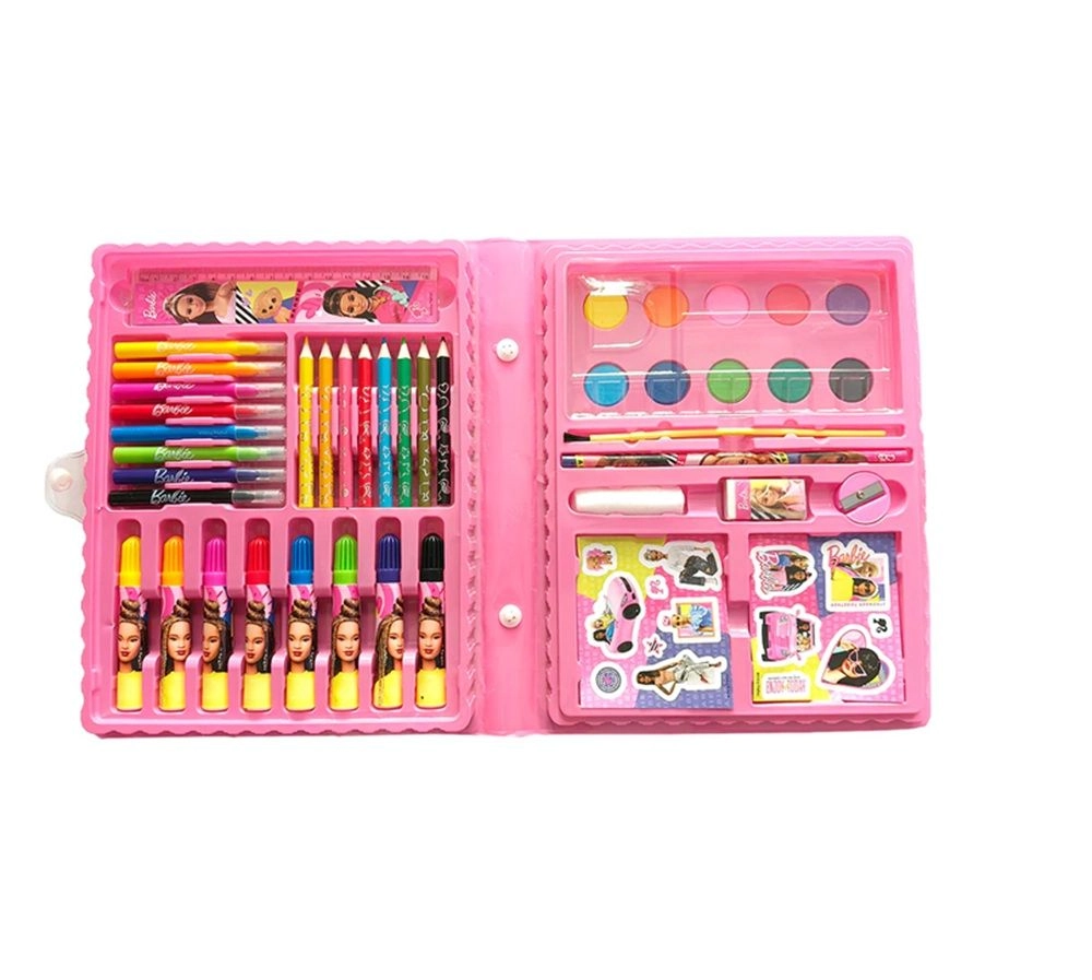 Barbie Art Set - 8 colored pencils 8 markers 10 watercolors
