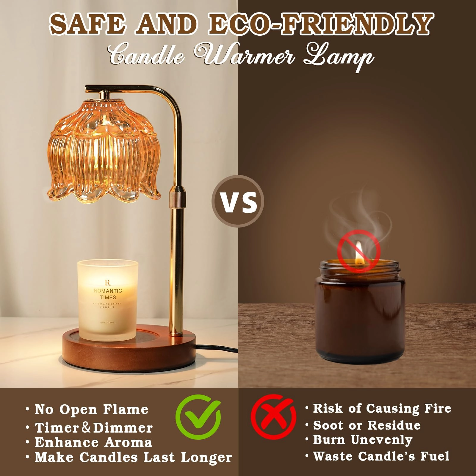 Candle Warmer Lamp - Height Adjustable Timer 2 Bulbs