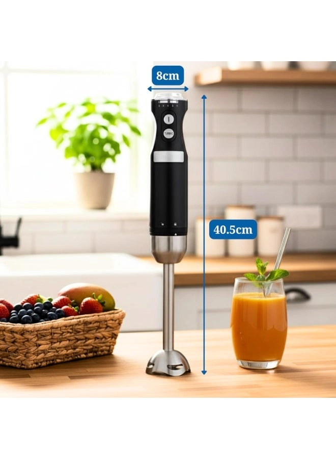 Retro Hand Blender - Stainless Steel, Turbo Mode, Soft Grip