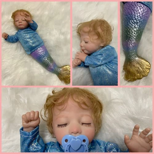 Reborn Baby Doll - 15 Inches Vinyl Handmade Hair Mermaid