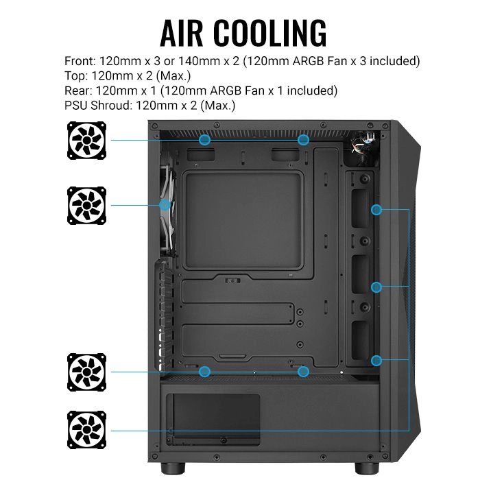 Aero One - full tempered glass side panel mid tower