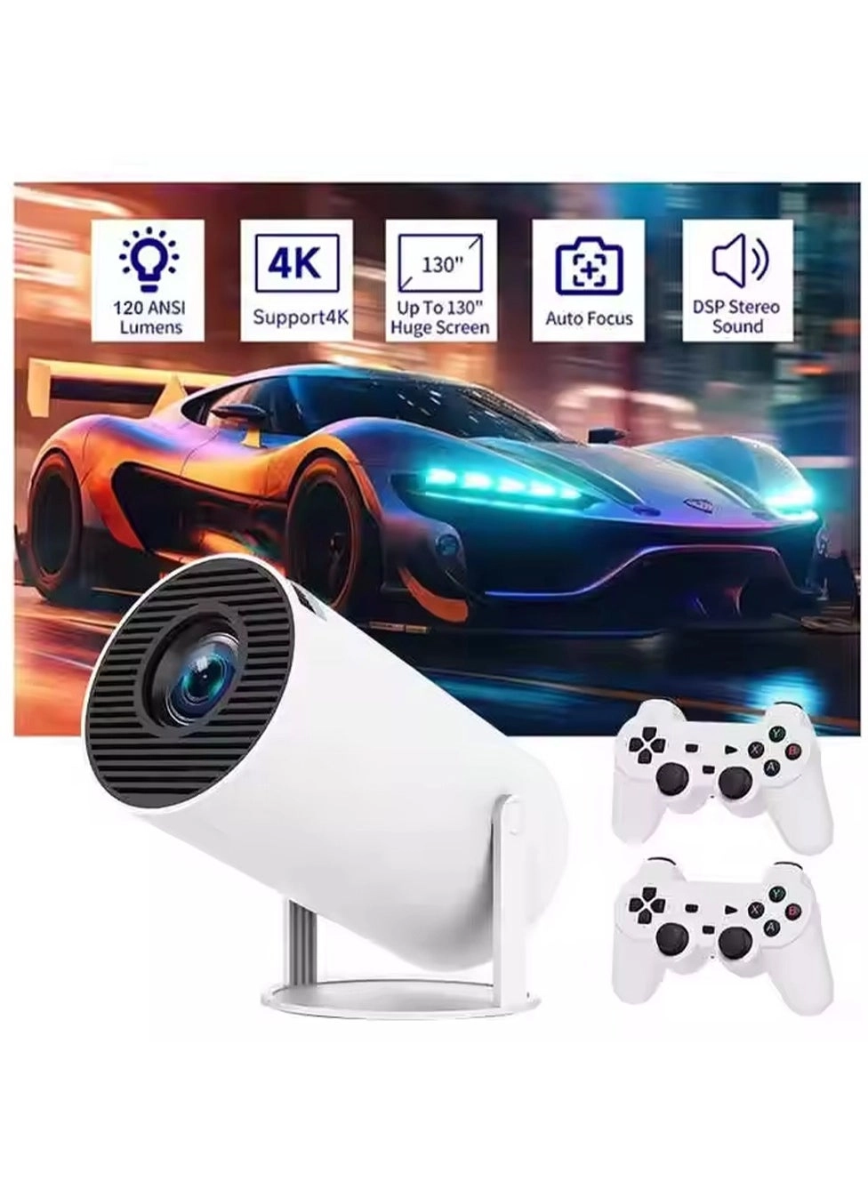 Smart Android 12 Projector Mini Projector with gaming stick 200 ANSI lumens