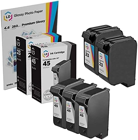 LD PRODUCTS HP 45 - Standard Yield Black Compatible + HP 23 - Standard Yield Multicolor Compatible 5-Pack