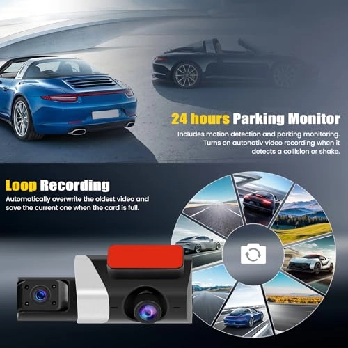 3 Channel Dashcam - 1080P front 480P rear 480P interior