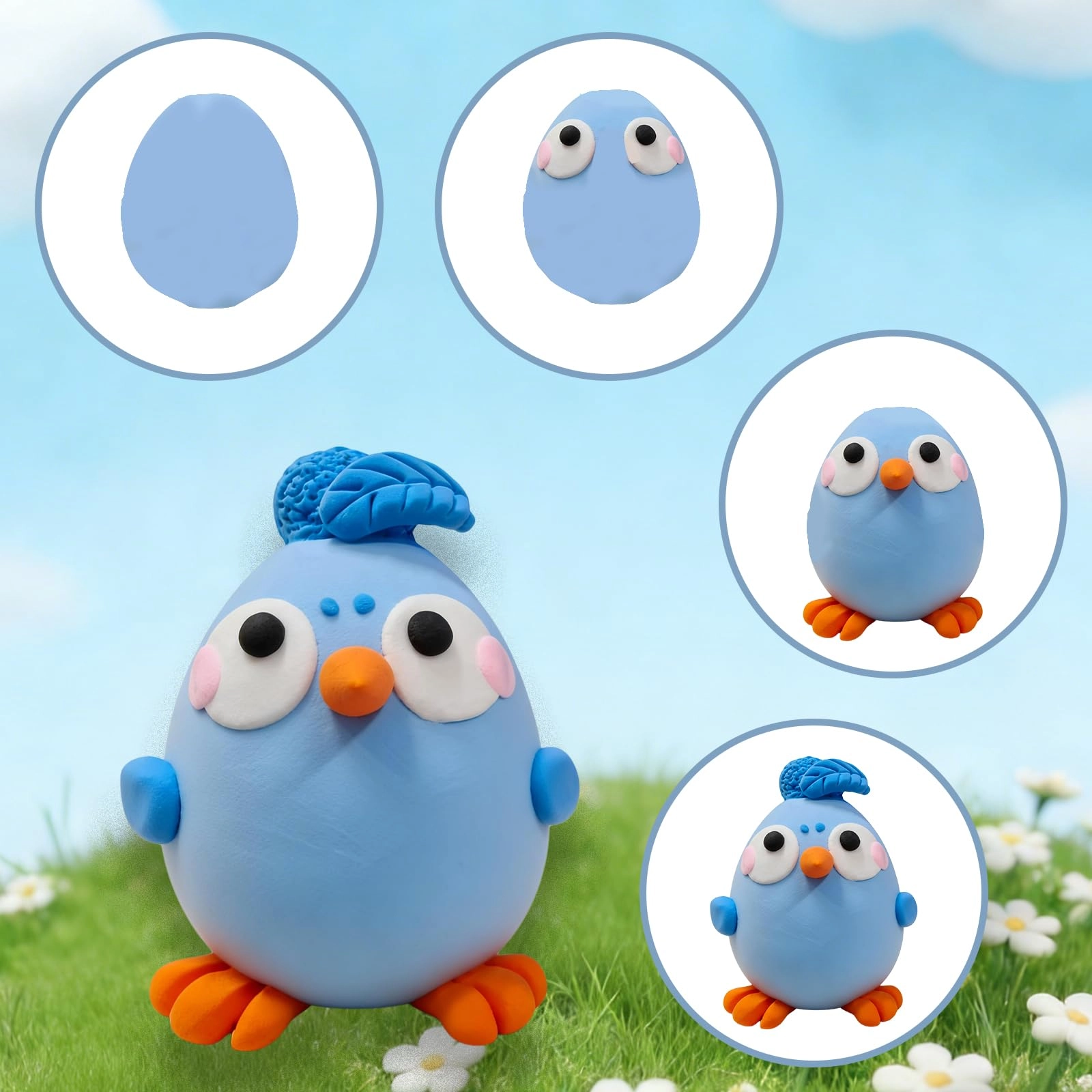 Eatser Crafts Kit - Air Dry Clay Easter Eggs Pack 8pcs.