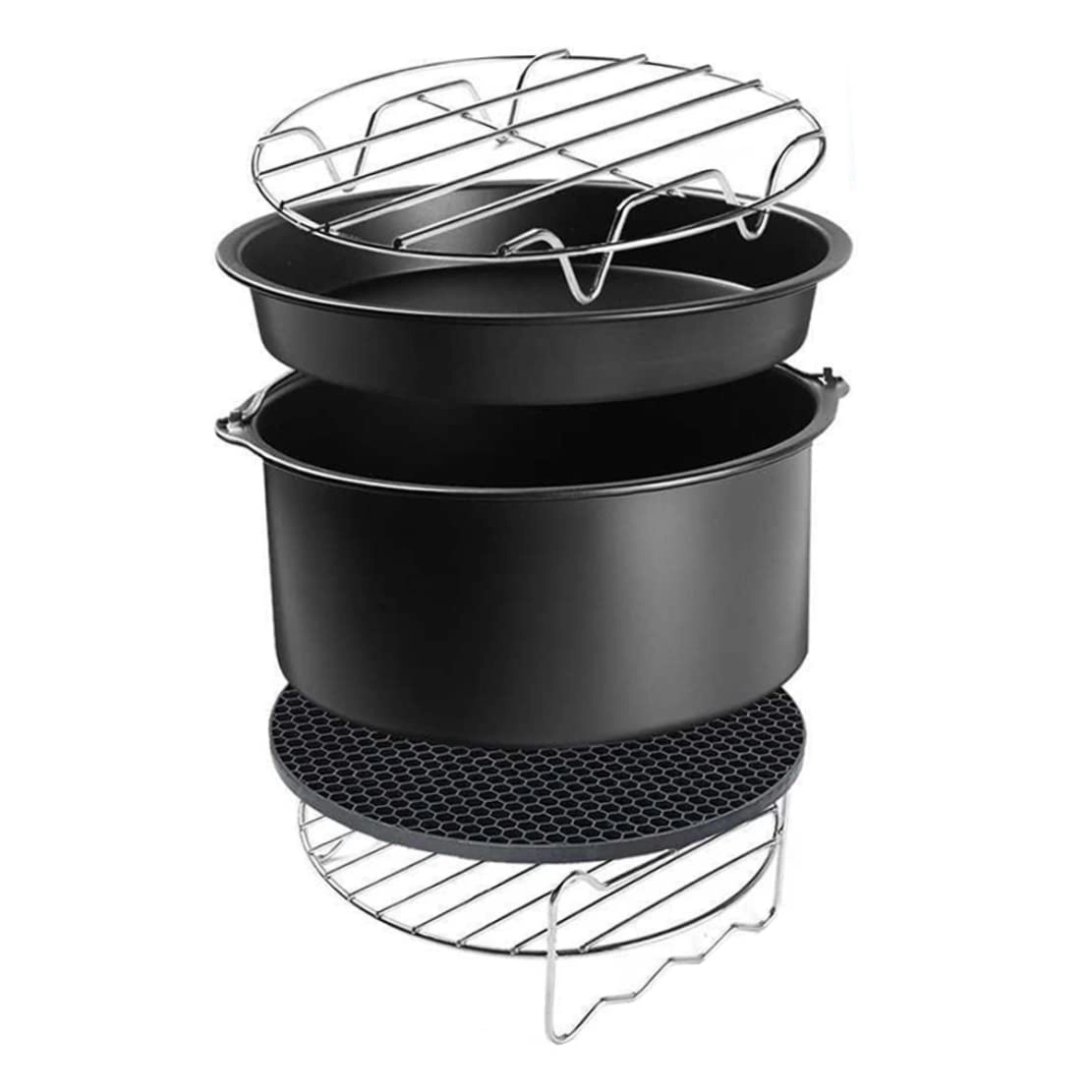 Metal Bracket + Skewers Rack + Cake Tin + Silicone Mat + Pizza Pan - Carbon steel stainless steel silica gel 5PCS