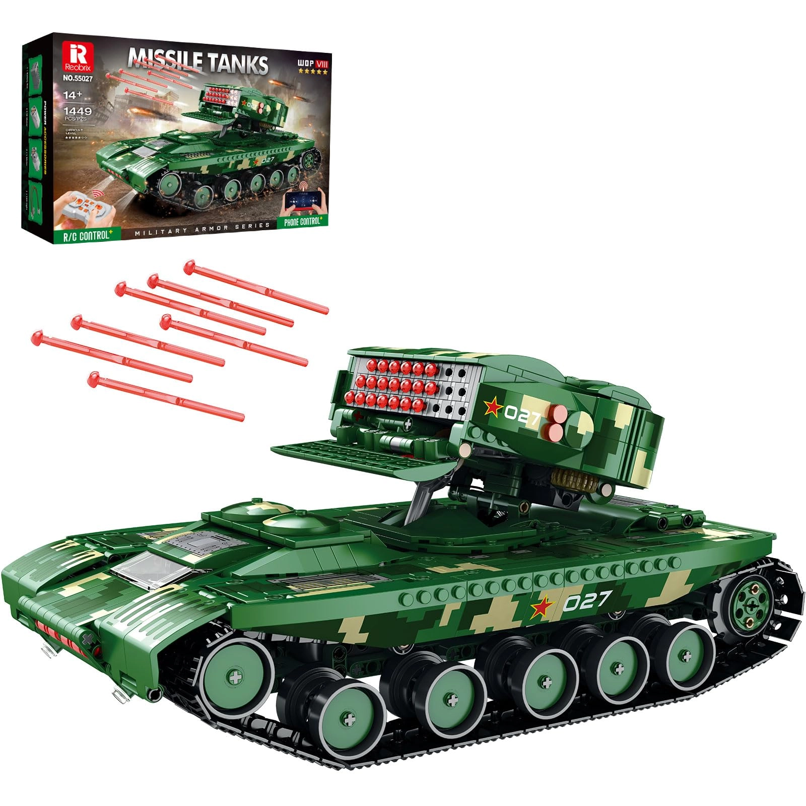Reobrix Military Missile Tank - 1488 pcs for ages 14+