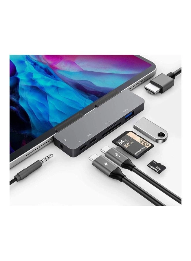 NIBEMINENT USB Type C Hub - 7 in 1 Grey